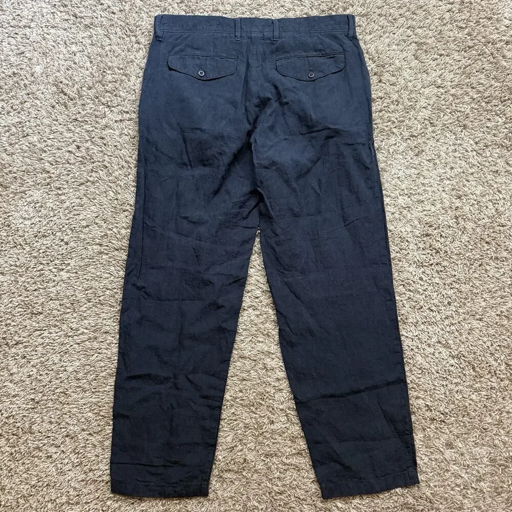J. Crew Navy Blue Relaxed Fit Linen Pants Always Green Label Men’s Size 33x32